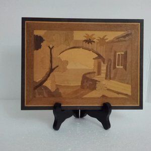 Themed Marquetry Wood Inlay Art piece